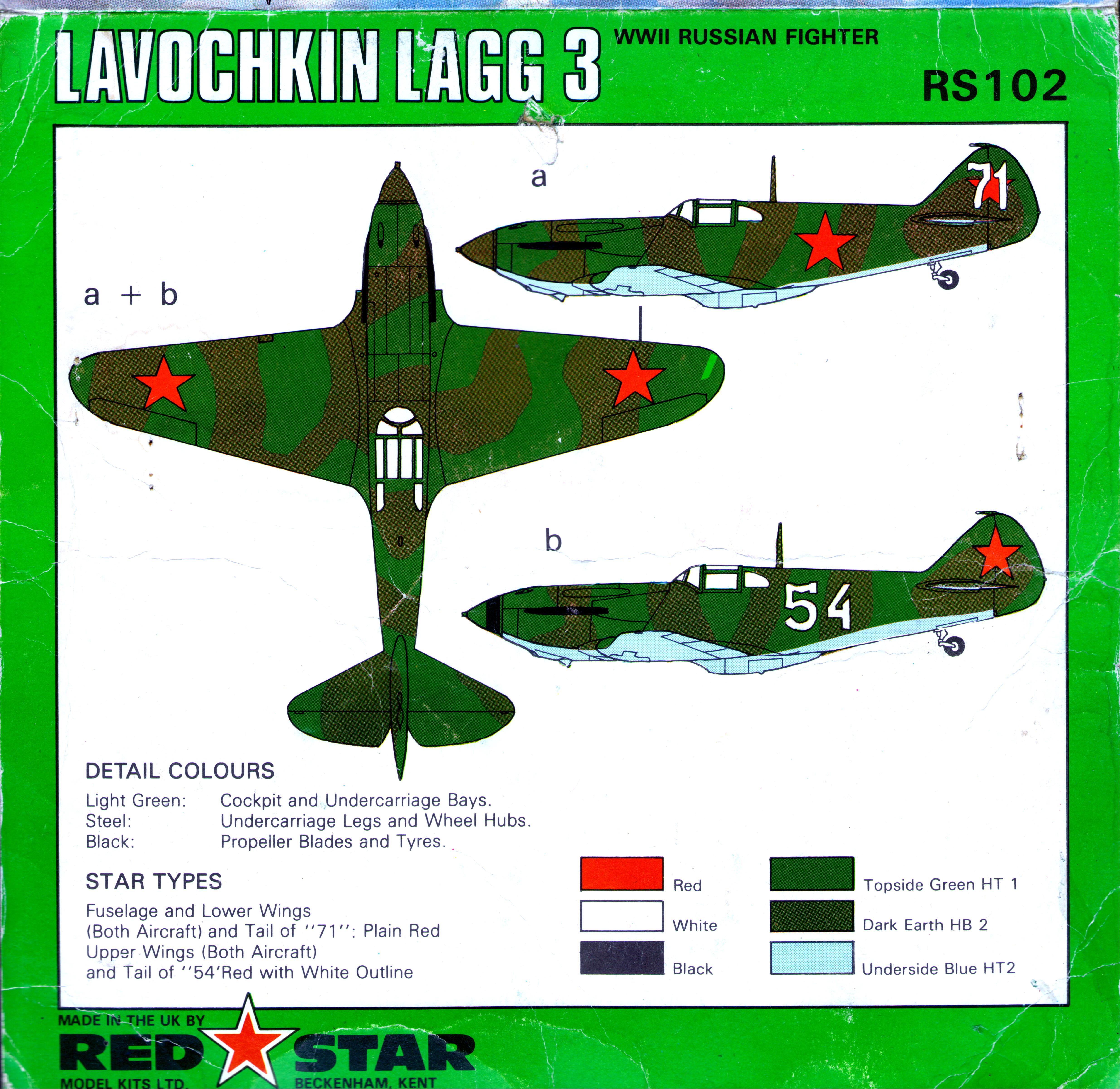 Red Star RS102 Lavochkin LaGG-3, Red Star Model Kits Ltd, 1984 Colour painting guide